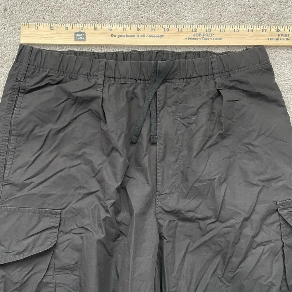 Uniqlo U Cargo Pants Mens L(33-36) Black Nylon Relaxed Fit Utility Drawstring - Picture 3 of 9